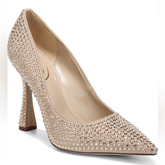 SAM EDELMAN ANTONIA GLITZ CRYSTAL FLUTED HEEL PUMP - Picture 1 of 9